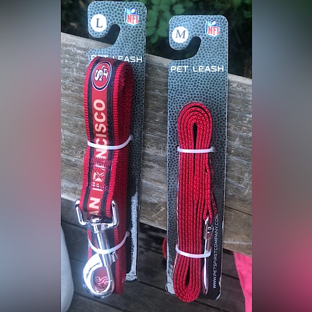 🏈 NFL 3: ❤️Dog Collar L and 2 Leashes San Francisco 49ers sized s/m and large❤️🖤